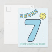 Lieve Kleurrijke Kinderen Verjaardagskaart 7 Jaar Briefkaart (Voorkant / Achterkant)