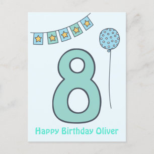 Lieve Kleurrijke Kinderen Verjaardagskaart 8 Jaar Briefkaart