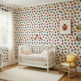 Lieve Kleurrijke Lieveheersbeestje Patroon Kinderb Behang