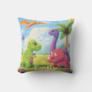 Lieve Kleurrijke Meisje Dinosaurus Vrienden Kinder Kussen