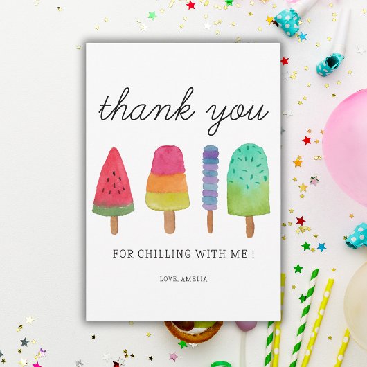 Lieve Kleurrijke Popsicle Feest Bedankkaart