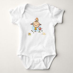 Lieve Kleurrijke Regenboog Stokfiguur Vogel Vlinde Romper