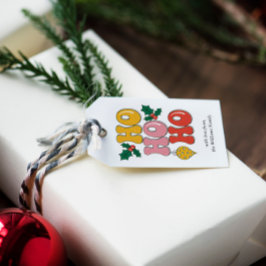 Lieve Kleurrijke Typografie Ho Ho Ho Persoonlijk Cadeaulabel