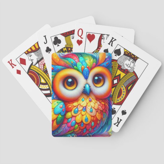 Lieve Kleurrijke Uil Pokerkaarten (Achterkant)