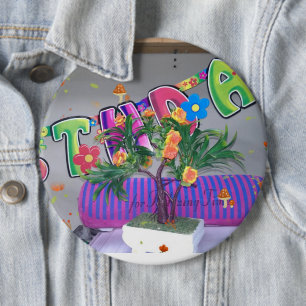 Lieve kleurrijke verjaardag ronde button 6,0 cm