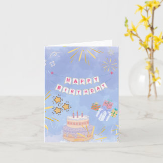 Lieve Kleurrijke Verjaardagstaart & Cadeaus Groet Kaart