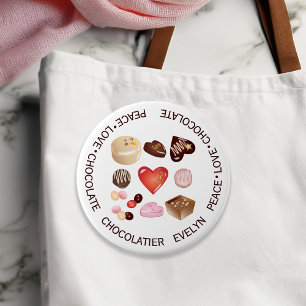 Lieve Kleurrijke Vrede Liefde Chocolade Snoepjes Ronde Button 7,6 Cm