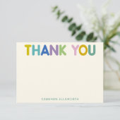 Lieve Kleurrijke Whimsical Moderne Typografie Aang Bedankkaart (Staand voorkant)