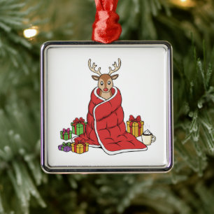 Lieve Knusse Kerst Reuzen in Deken Grappig Metalen Ornament