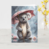 Lieve Koala Paraplu Bloemen Illustratie Blanco Kaart (Gele Bloem)