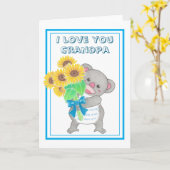 Lieve Koala Zonnebloem Opa Vaderdag Kaart (Gele Bloem)