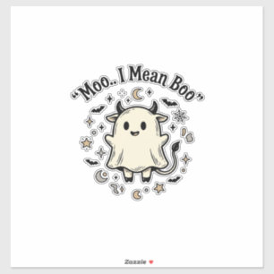Lieve Koe Geest Halloween Moo Boo Vintage Ontwerp_ Sticker