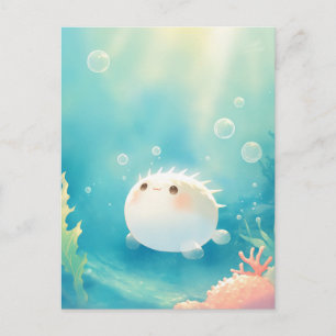 Lieve Kogelvis in Lichtgevende Tropische Oceaan Briefkaart