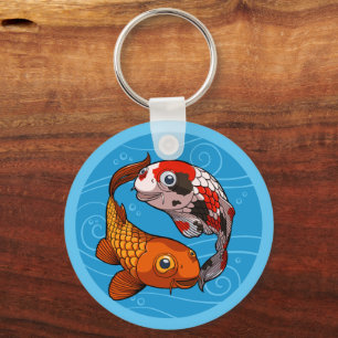 Lieve Koi Karper Vrienden Zwemmend Yin Yang Cartoo Sleutelhanger