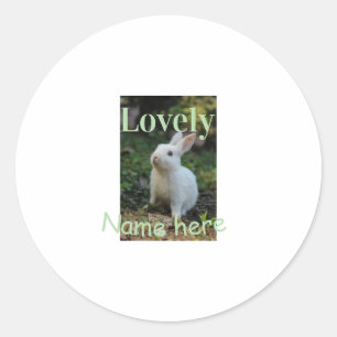 Lieve konijn konijn huisdier foto naam groene past ronde sticker