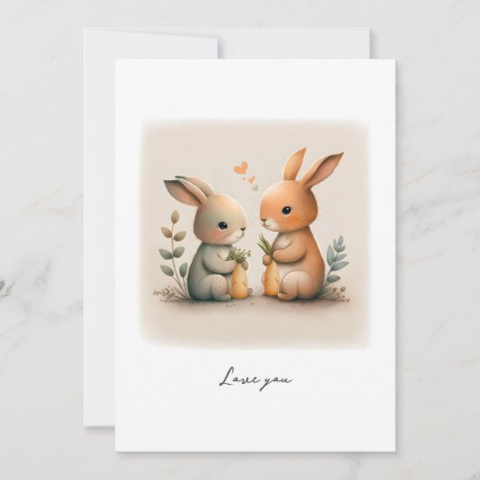 Lieve Konijn met Wortels Kaarten (Voorkant)