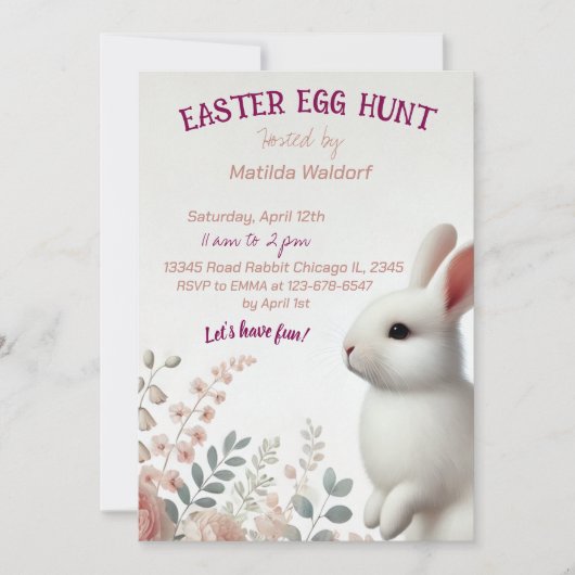 Lieve Konijn Pasen Eierjacht Uitnodiging (Voorkant)