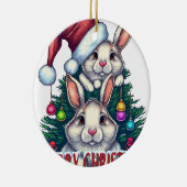 Lieve Konijn Prettig Kerstmis – Vakantie Konijn Keramisch Ornament (Rechts)