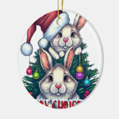 Lieve Konijn Prettig Kerstmis – Vakantie Konijn Keramisch Ornament (Links)