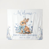 Lieve Konijn wilde bloem Baby Shower Welkom Bord Wandkleed (Voorkant (horizontaal))
