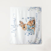 Lieve Konijn wilde bloem Baby Shower Welkom Bord Wandkleed (Voorkant)