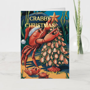 Lieve Krab Kerst Naam Folie Wenskaart