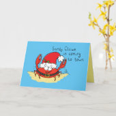 Lieve Krab Kerstdag Grappige Vakantie Kerstman Car Kaart (Gele Bloem)