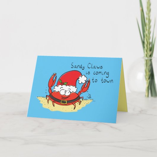 Lieve Krab Kerstdag Grappige Vakantie Kerstman Car Kaart (Voorkant)