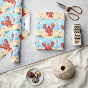 Lieve kreeft op het strand cadeaupapier