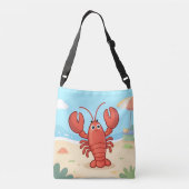 Lieve kreeft op het strand crossbody tas (Achterkant)