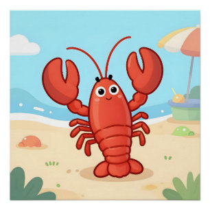 Lieve kreeft op het strand perfect poster