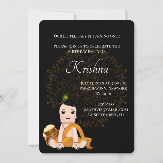 Lieve Krishna kaart voor verjaardag - Krishna kuns (Voorkant)