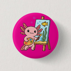 Lieve Kunstenaar Axolotl schilderen Knop Ronde Button 3,2 Cm