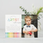 Lieve Kunstenaar Kleurpotlood Regenboog Foto Verja Bedankkaart (Staand voorkant)
