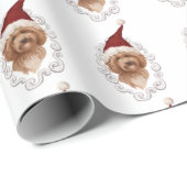 Lieve Labradoedle Dog die Kerstmis schildert Cadeaupapier (Rol Hoek)