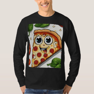 Lieve Lachende Cartoon Pizzapunt met Gelukkig Gezi T-shirt