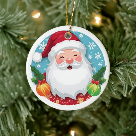 Lieve Lachende Kerstman Kerstmis Keramisch Ornament (Boom)
