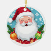 Lieve Lachende Kerstman Kerstmis Keramisch Ornament (Voorkant)