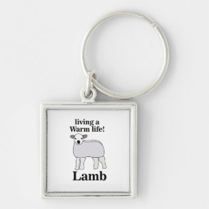 Lieve Lam Met Een Warm Leven Grappige Lam Sleutelhanger