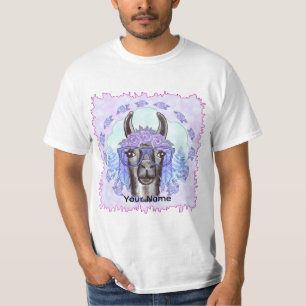 Lieve lama die een bril draagt t-shirt