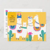 Lieve Lama Familie Adreswijziging Aankondigingskaart (Voorkant / Achterkant)