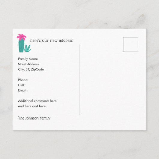 Lieve Lama Familie Adreswijziging Aankondigingskaart (Achterkant)