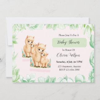 Lieve Lama Familie Liefde Illustratie Kaart