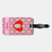 Lieve Lama Hoofd En Rode Harten Roze Achtergrond Bagagelabel (Achterkant horizontaal)