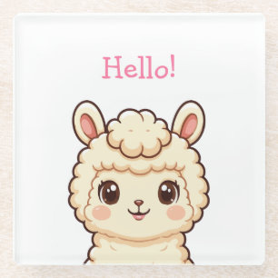 Lieve lama illustratie ontwerp glazen onderzetter