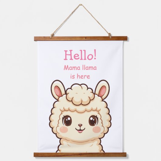 Lieve lama illustratie ontwerp hangend wandkleed (Voorkant)