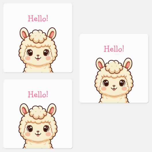 Lieve lama illustratie ontwerp labels (Groep)