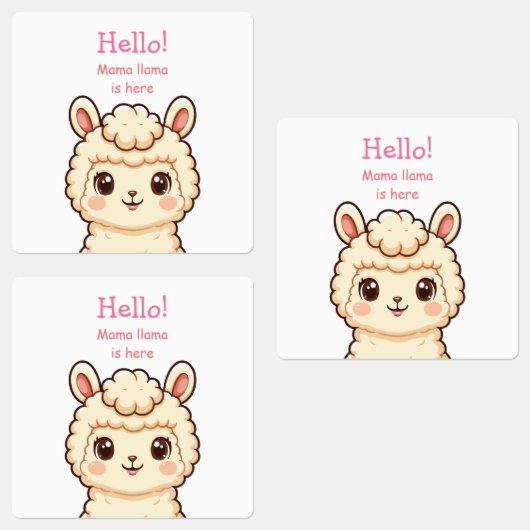 Lieve lama illustratie ontwerp labels (Groep)