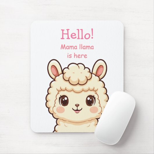 Lieve lama illustratie ontwerp muismat (Met muis)