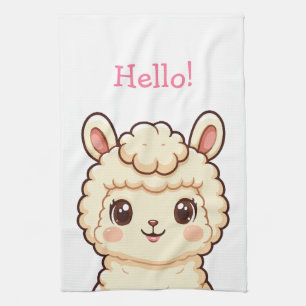 Lieve lama illustratie ontwerp theedoek